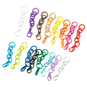 Colorful Four Section Lobster Clasp Chain Metal Keychain Accessories For Craft Diy Projects Mixed Colors 12Pcs <b>Set</b> - Product Image 1