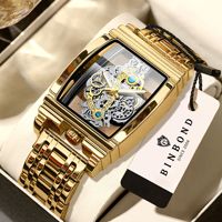 Reloj de pulsera transparente hueco completo para hombre, de acero inoxidable, cuarzo, resistente al agua, luminoso, transfronterizo
