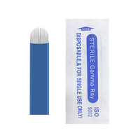 Aiguille de microblading pour sourcils en acier inoxydable bleu 0,20 mm 18 aiguilles pour maquillage permanent et tatouage
