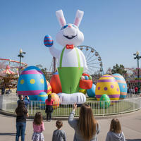 Lapin de Pâques gonflable géant Airvon avec des œufs colorés, modèle de dessin animé publicitaire pour la décoration de pelouse en extérieur