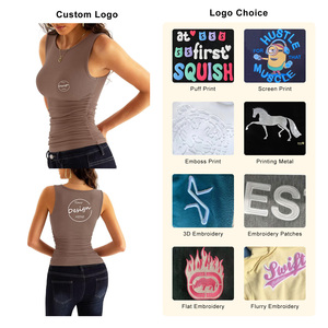 بيع بالجملة عارضة بلون واحد تشغيل تجريب الأساسية بلا أكمام متسابق مضلع اليوغا اللياقة البدنية تانك أعلى الشارع الشهير السيدات سترة مضلع - Product Image 2