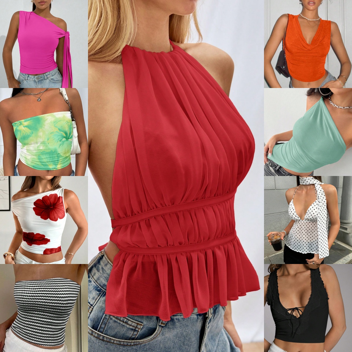 Blue, navy blue, yellow, red, black