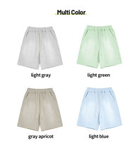 Celana Pendek Pria OEM Baru Berkualitas Tinggi, Bahan Katun French Terry 100% Solid, Bernapas, Anti-UV, Pinggang Sedang, Tali Serut, 360g
