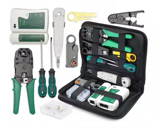 Professional Feed Pass Through Network Repair Tool Kit RJ45 RJ11 RJ12 Network LAN Cable Tester RJ45 Crimper Crimping Pliers Tool