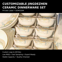 Jingdezhen Ensemble de vaisselle en céramique de luxe Combinaison légère de baguettes d'assiette de bol à usage domestique pour les festivals et les occasions spéciales