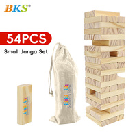 Blok susun kayu padat gaya lucu permainan Puzzle untuk kehidupan rumah kemasan tas ramah lingkungan
