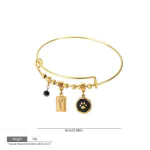 สร้อยข้อมือสแตนเลสสตีลปรับได้ ดีไซน์รูปอุ้งเท้าสีดำ สำหรับผู้หญิง สามารถปรับแต่งได้ - Product Image 6