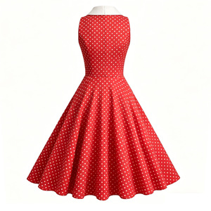Abito Estivo da Donna Senza Maniche Stile Vintage <span class=keywords><strong>Anni</strong></span> '50 e '60 con Stampa Classica a Pois e Collo a Risvolto - Product Image 3