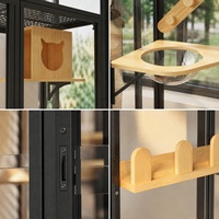 Villa pour chat extra-large en bois massif avec vitrine en verre trempé, cage d'élevage intérieure, mobilier de luxe pour animalerie