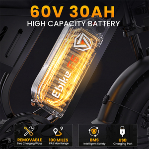F6PRO สินค้าพร้อมส่งจากคลังสินค้าในสหรัฐอเมริกา จักรยานไฟฟ้า 60V 30AH รุ่น E Mountain DTTZH พร้อมเบาะหลัง F6PRO แบตเตอรี่ถอดได้ 60V30AH F6PRO - Product Image 4