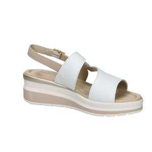 Valleverde Donna Sandalwood White <b>Beige</b> 5 Cm Heel Wedge Sandals Size 38 - Product Image 2