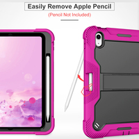 Étui robuste pour tablette iPad 10e génération 10,9 pouces, coque en silicone avec béquille et support pour stylet