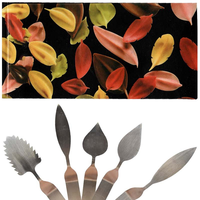 Spatule angulaire en acier inoxydable en forme de feuille de plume pour la décoration de chocolat, spatule pour mousse, glaçage, pâtisserie, outils de bricolage