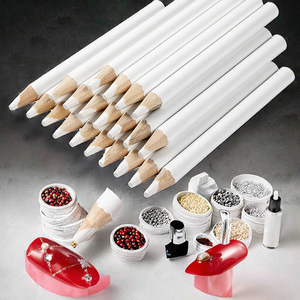 Set di 10 Penne Bianche per Unghie con Strumenti per Applicare Strass e Cristalli, Decorazioni per Manicure Fai-da-Te, Penna per Cera con Manico in Legno - Product Image 3