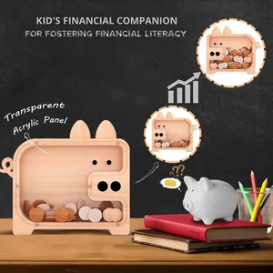 <span class=keywords><strong>Tirelire</strong></span> en bois pour enfants, en pin, motif dessin animé cochon et éléphant, <span class=keywords><strong>tirelire</strong></span> mignonne pour <span class=keywords><strong>garçon</strong></span>, <span class=keywords><strong>tirelire</strong></span> en bois pour économiser des pièces - Product Image 2