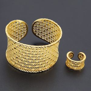 JXX <b>Direct</b> Supply 24K Gold Plated Wedding Jewelry Set Trendy Brass Bangles Rings <b>Beads</b> for Female Popular Fashion Design Party - Product Image 2