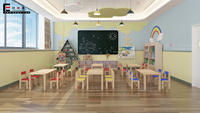 Ensemble de bureaux et de chaises en bois rectangle moderne pour élèves de maternelle et de classe