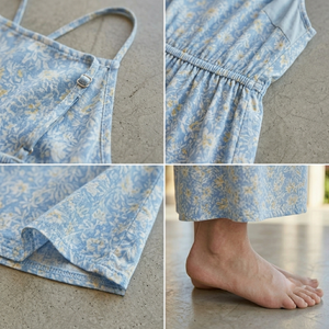 Robe d'été décontractée pour femme, coupe ample, en mousseline, imprimé floral, style bohème, longueur midi, bretelles spaghetti, coupe trapèze, vente en gros - Product Image 4