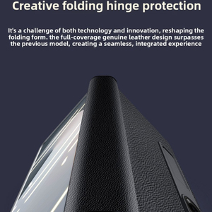 Coque de téléphone en cuir véritable avec protection de charnière, support invisible et protection anti-chute, compatible avec Samsung ZFold6/W25 - Product Image 2