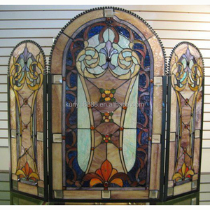 Stained Glass Fireplace <b>Screen</b> 3 <b>Panels</b> Floral Design Traditional <b>Decor</b> Rectangle Shape Artistic <b>Decoration</b> 110*70CM - Product Image 5