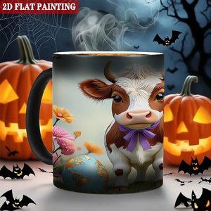 Tasse magique 11oz en céramique noire givrée, changeant de couleur à la chaleur, pour thé et café, camping, voyage, portable - Product Image 6