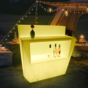 Conjunto de Muebles de <span class=keywords><strong>Bar</strong></span> con Iluminación LED Recargable, Mostrador Móvil para Restaurante y Eventos, Sillas Cómodas para Eventos - Product Image 2