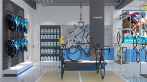 Estante de madera y Metal para decoración de bicicletas, estante de exhibición personalizado para tienda de bicicletas - Product Image 5