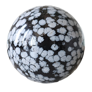 Natural Snowflake Obsidian <b>Crystal</b> Sphere <b>Ball</b> Hand Polished Black & White Gemstone Orb for Home Decoration, Meditation, Reiki - Product Image 1