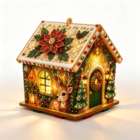 Ornement de Noël fait main en diamant, maison de Noël à décorer soi-même, peinture diamant DIY pour décoration de fêtes et cadeau de Noël