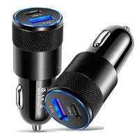 Petit acier métal alliage d'aluminium 15W 3.1A USB C téléphone chargeur de voiture adaptateur rapide USB chargeur de voiture