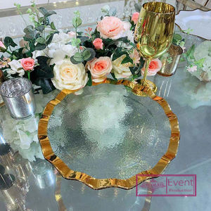 Nuovo Design eco-friendly <span class=keywords><strong>vetro</strong></span> cristallo <span class=keywords><strong>trasparente</strong></span> oro piatti caricabatterie matrimonio caricabatterie piatti - Product Image 2