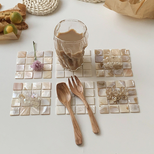 Sous-verre carré en nacre naturelle Mosaic Tile Shell Wallpaper Home Table Decor Set <span class=keywords><strong>de</strong></span> table Photo Props Jewelry Display Mat - Product Image 6