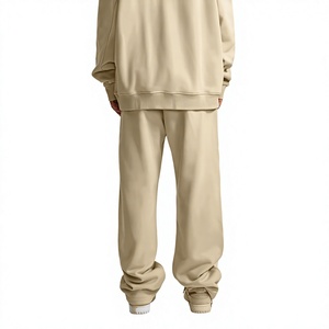 Pantalon de jogging décontracté pour homme en coton noir, taille élastique avec cordon de serrage, poches latérales, tricoté mi-lourd et respirant pour l'automne - Product Image 5