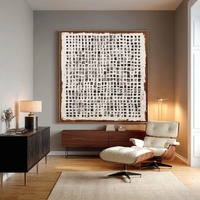 Décoration murale Wabi Sabi beige brun texturé de grande taille personnalisable, art mural minimaliste neutre, peinture sur toile en grille pour la maison, le salon