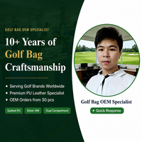 Sac de golf portable résistant à l'eau avec logo personnalisé, en cuir PU, compartiment à chaussures en forme de dôme, sangle détachable, OEM 30 pièces, vêtements