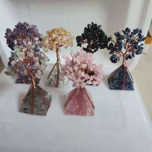 <b>Crystal</b> Chip Money <b>Tree</b> Pyramid Shape Five Colors Home Office Decoration Ornament - Product Image 1