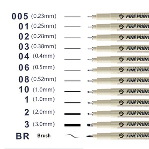 Set di 12 <span class=keywords><strong>Penne</strong></span> Micro a Punta Fine per Disegno, <span class=keywords><strong>Penne</strong></span> Permanenti con Inchiostro Nero Impermeabile e Archivabile per Scrittura - Product Image 2
