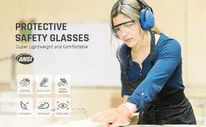 Gafas de Seguridad Industriales WEJUMP <span class=keywords><strong>Ansi</strong></span> <span class=keywords><strong>Z87</strong></span> y CE EN16321 con <span class=keywords><strong>Lentes</strong></span> de PC de Media Montura, Gafas Protectoras para Trabajadores - Product Image 4