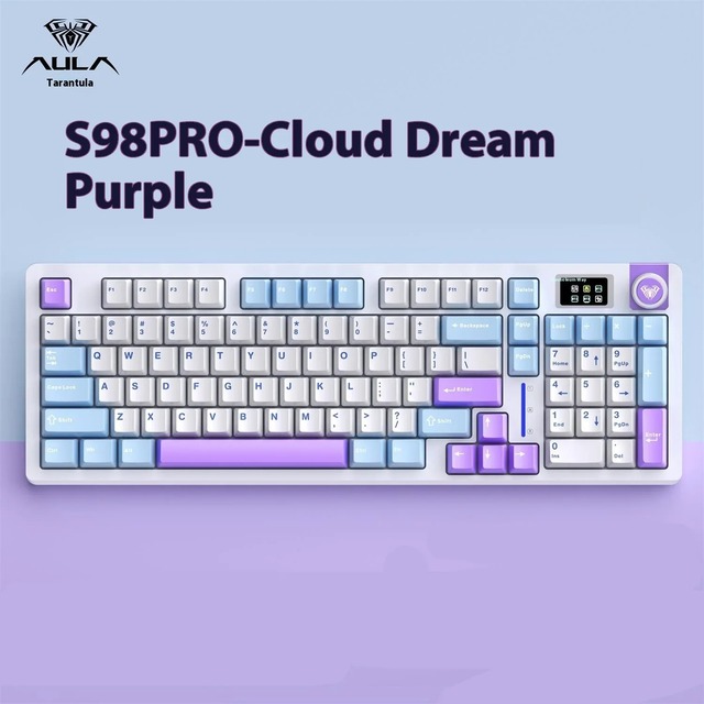 AULA S98 PRO Wireless RGB Mechanical Keyboard Hotswap Gamer Non-Contact 2.4G Full Size Programmable Plug Play Metal Construction