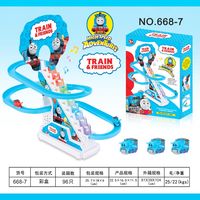 Jouet de course BaoHan en plastique à piles avec canard, dinosaure et pingouin, avec lumières et musique, pour escalade sur les escaliers
