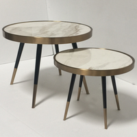 Table basse ronde en marbre naturel, offre spéciale, 1 pièce, forme circulaire, avec Structure en acier inoxydable, couleur or
