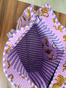 Cotton Quilted <b>Tote</b> <b>Bag</b> <b>with</b> Leopard Print Large Reusable Shopping and Travel <b>Bag</b> 16x16 & 18x18 Inches <b>Zipper</b> Closure - Product Image 2