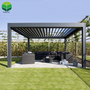 Cortina de techo <span class=keywords><strong>exterior</strong></span> de aluminio japonés cobertizo de jardín pérgola Louvre cuchillas con cortinas - Product Image 5
