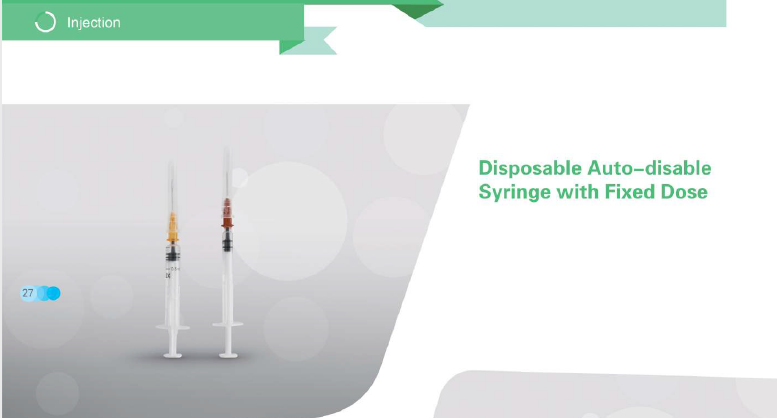 Jeringa de vacuna desechable desechable de 0.5 ml con bloqueo automático único y autoinhabilitante destructiva