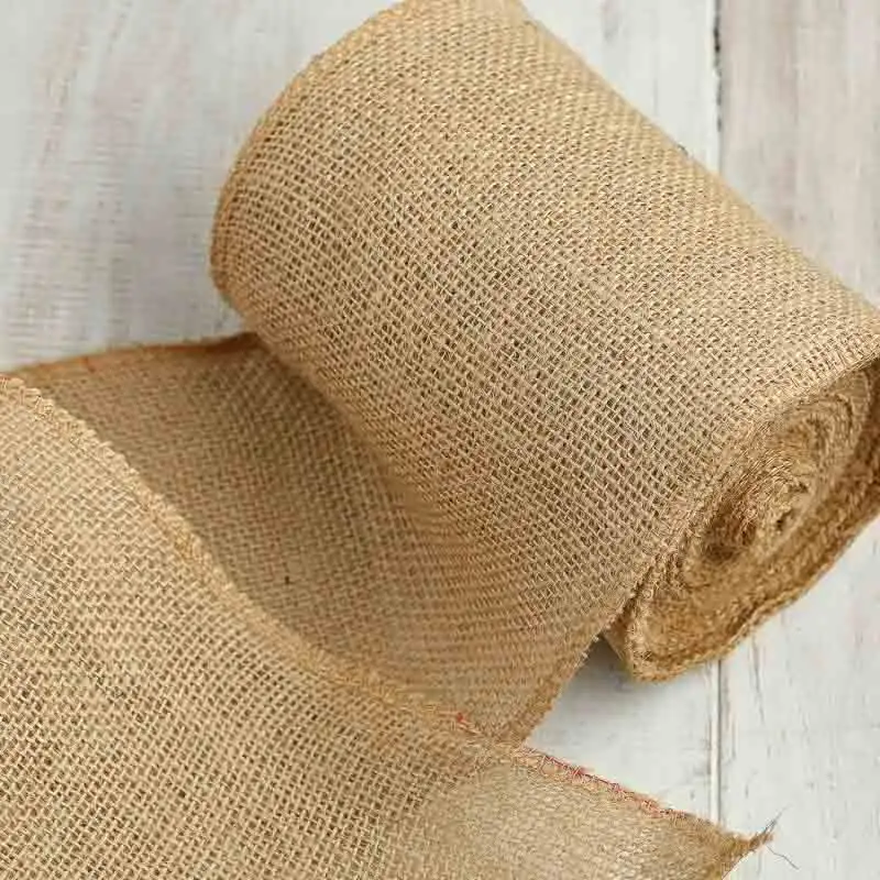 factory hemp linen lace embroidered burlap roll 100% jute fabric lace ribbon for decoration