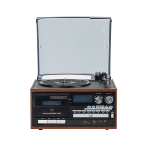 Tourne-disque <span class=keywords><strong>vinyle</strong></span> 9-en-1 en <span class=keywords><strong>bois</strong></span> avec haut-parleurs, lecteur de CD USB, magnétophone, radio AM/FM et <span class=keywords><strong>Bluetooth</strong></span> – Prix de gros - Product Image 2