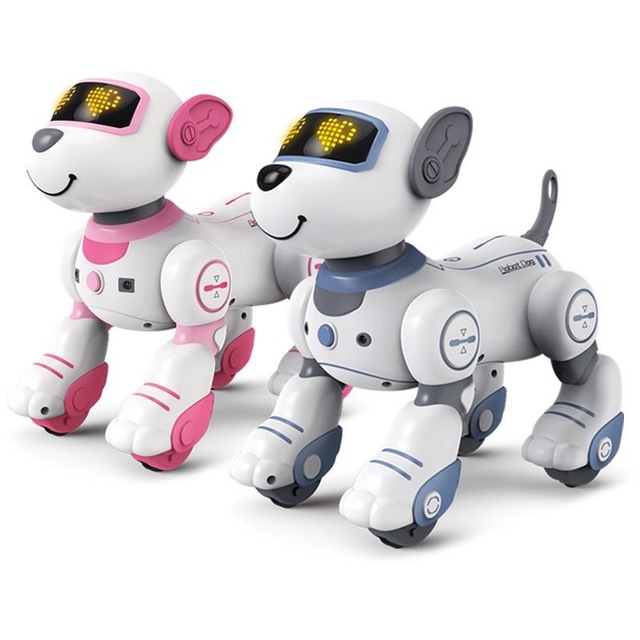 Intelligent 1:5 Scale Plastic Smart Robot Dog Toy Electric RC English-Russian Voice-Following Light Sound Musical Kid's DIY Toy