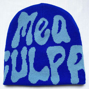 Mea Culpa Y2k Bonnet Acrylique Personnalisé Hiver Bonnets Tricot Haute Qualité Unisexe Tricoté Partout Jacquard Bonnet - Product Image 1