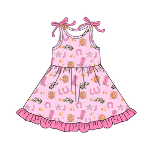 Vestido de Verano para Niña GSD3467, Diseño Personalizado con Estampado de Animales Azules y Mangas con Volantes, Venta al por Mayor - Product Image 2