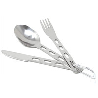 Couverts d'extérieur, vaisselle de Camping en acier inoxydable, sac à dos, cuillère en métal, fourchette, couteau
